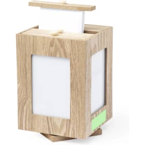 A wooden photo frame in a square design, featuring two white panels and a removable top for easy access.