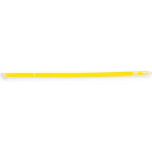 A yellow glow bracelet with a sleek design, featuring a branding logo. Suitable for novelty and fun situations.