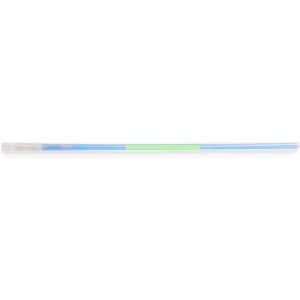 A glow bracelet featuring a mix of blue and green colours, with a transparent design. It has a logo visible.