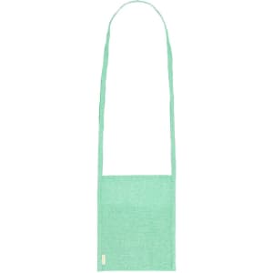 A green multipurpose bag with a long strap and a simple design, featuring a small logo.