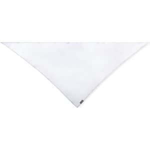 A white triangular neckerchief with a logo at the edge, designed for headwear use.