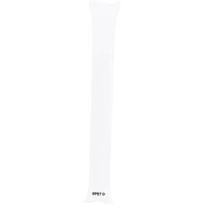 A pair of white cheering sticks with a logo at the bottom, designed for fun and games.