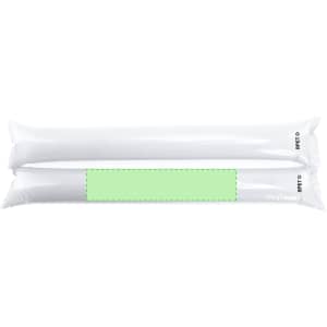 Pair of inflatable cheering sticks in white with a green blank area for customisation.