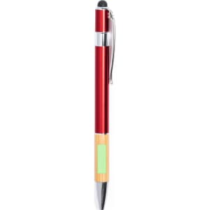 A red and gold Berget Stylus Touch Ball Pen featuring a clip and a touch screen stylus tip.
