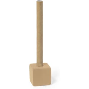 A grey-lead pencil with a square beige holder. The pencil is unsharpened and features a brown shaft.