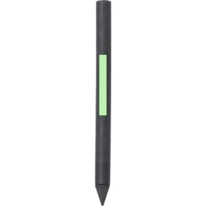 A grey-lead pencil with a black body and a green accent strip, featuring a pointed tip for precise writing.