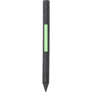 A grey lead pencil with a black body and a green accent. The pencil has a sharpened tip.