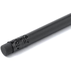 A black Vexor pencil with a rubber eraser at one end and a smooth writing shaft. Includes a logo on the side.