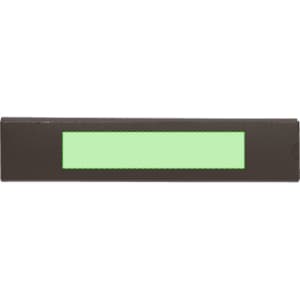 A black writing tray with a green display area and an embedded logo.