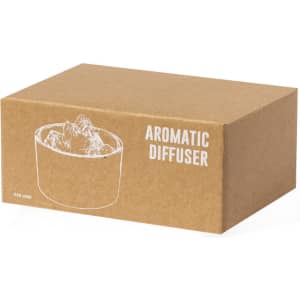 A cardboard box containing an aromatic diffuser, illustrated with a simple design. The box is brown.