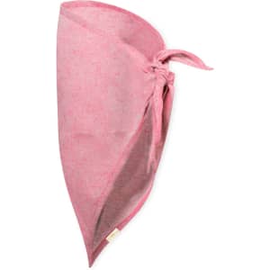 A pink Romin neckerchief with a tied knot, featuring a textured fabric and a small logo.