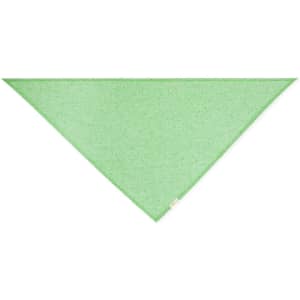 A green triangular neckerchief with a small logo, designed for headwear as a bandanna.