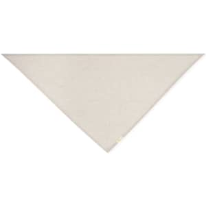 A triangular beige neckerchief with a small branding label in one corner.
