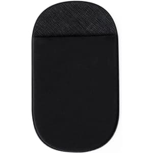 A black Zygon Pouch designed for holding phones and cards, featuring a sleek, rounded shape and a textured top section.