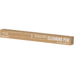 A white cleaning pen displayed in a brown cardboard box with a logo.