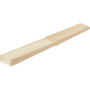 A wooden spatula with a flat, rectangular head and a smooth finish, featuring a small hole for hanging.