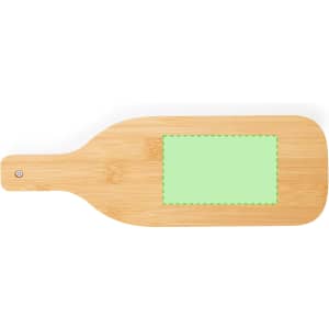 A bamboo wine paddle with a rectangular area for customisation, featuring a light wood finish.
