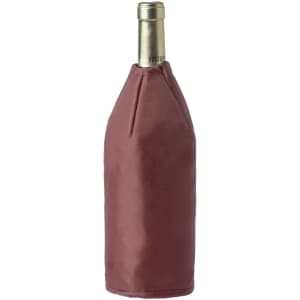 A drink bottle cooler in a burgundy colour, featuring a sleek design and a logo.
