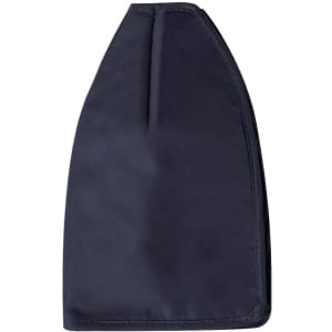 A drink bottle cooler in navy blue fabric with a sleek, modern design and a small logo.