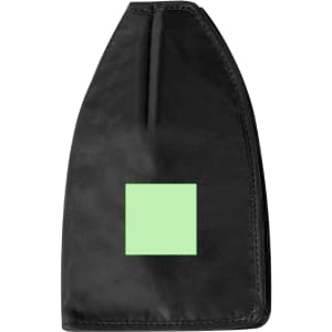 A drink bottle cooler in black with a mint green square logo, featuring a sleek, modern design.