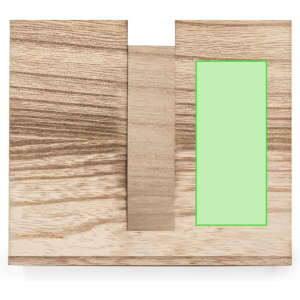 A wooden napkin holder with a light finish featuring a slot for napkins and a minimalistic design.