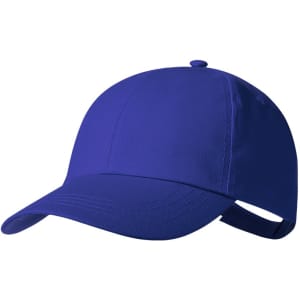 A purple cap featuring a curved brim and adjustable strap at the back. It includes a logo on the front.