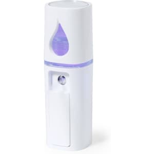A white vaporizer with a blue light and a water droplet design, featuring a smooth, sleek body.