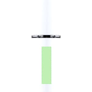A white vaporizer with a silver band and a green accent. It features a logo at the top.
