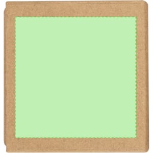 A notepad pencil holder featuring a kraft brown design with a vibrant green note section. Includes a logo.
