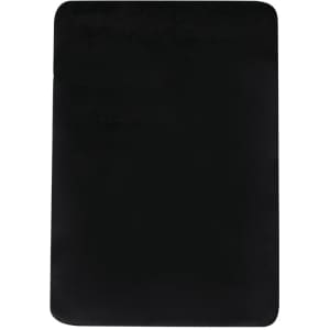 A black laptop pouch with a sleek design, featuring a smooth surface and rounded edges. It has a logo.