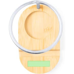 A bamboo pencil holder with a circular metal ring and a flat base for stable placement.