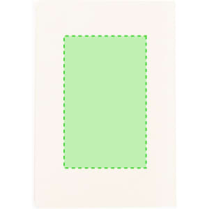 Agnila Notebook featuring a cream cover with a green rectangle design. It has a logo on the front.