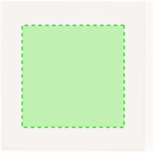 A notepad with a white border and a green highlighted section in the centre. It features a logo.
