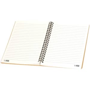 A spiral-bound Kenta Notebook with blank lined pages, featuring a neutral colour scheme and an embossed logo.