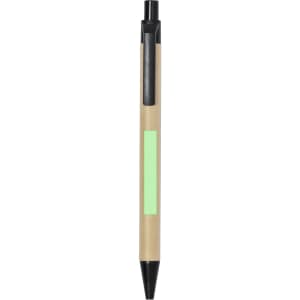 A pen with a brown paper barrel, black accents, and a green highlight area for customisation.