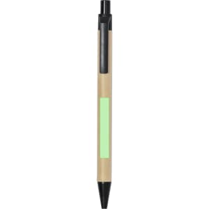 A pen with a kraft paper barrel, black accents, and a green highlight area for customisation.