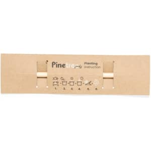 A cardboard packaging with planting instructions and two grey-lead pencils inside. The background is a neutral brown colour.