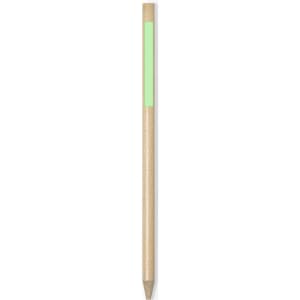 A grey-lead pencil with a natural wooden finish and a green accent on the side.