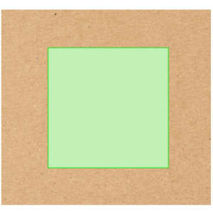 A square paper packet with a light green interior and a brown kraft exterior featuring a simple green outline.