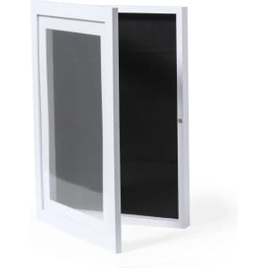 A white Oleox Art Frame with a black backing, designed for displaying pictures. It has a sleek, modern design.