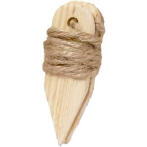 A wooden peg wrapped with twine, featuring a pointed end for securing items. The natural wood colour contrasts with the brown twine.