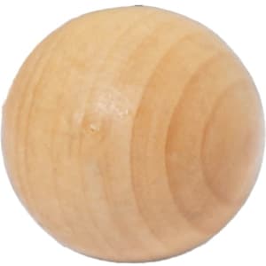 A light wooden ball with a smooth surface and natural grain, showcasing a round shape.