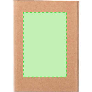 A brown cardboard card box with a rectangular green window. It features a simple, unembellished design.