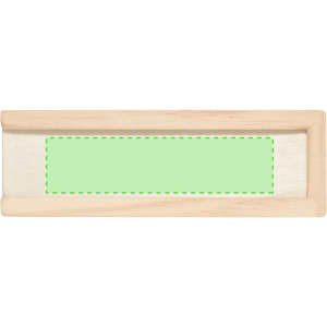 A wooden game board with a light green playing surface and a rectangular frame. It features a simple design and natural finish.