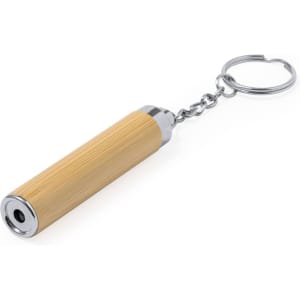 A bamboo torch keyring with a metal end and keyring attachment, featuring a sleek design.