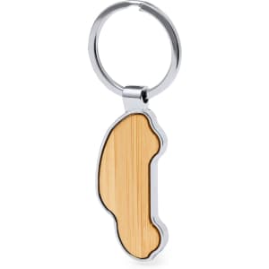 A keyring featuring a bamboo design with a chrome metal outline, showcasing a smooth finish.