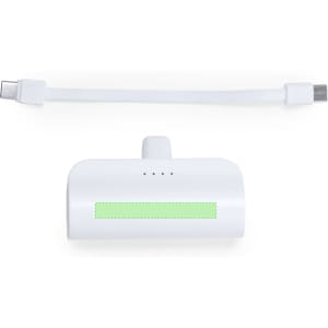 A white Laford Power Bank with a USB cable, featuring indicator lights and a smooth surface.