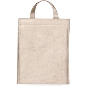 A cooler bag in a light beige colour, featuring a simple design and a handle for easy carrying.
