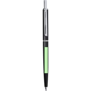 A black and green Binefar mechanical pencil features a shiny silver clip and tip. It includes a logo on the barrel.