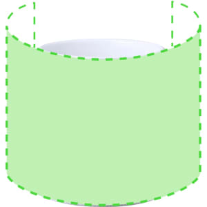 A green sublimation mug with a white interior, featuring a logo or branding design.